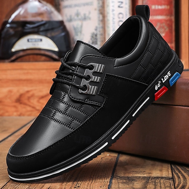  Herrsneakers i premiumkvalitet i brunt och svart konstläder med snygg snörning för vardaglig komfort