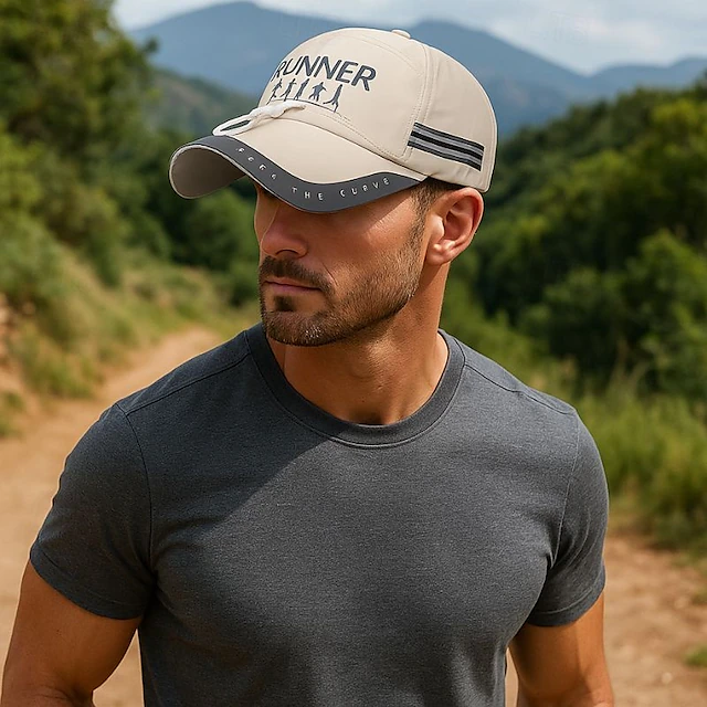 Men's Baseball Cap Trucker Hat Black Red Polyester Reflective Strip Travel Beach Outdoor Vacation Plain Adjustable Windproof 10