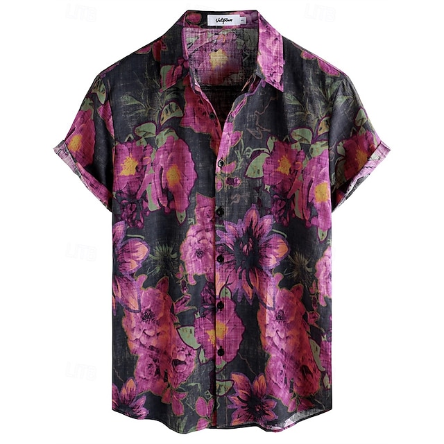  Retro Antiguo Boho Años 70 Camisas Camisas Hawaianas Hippie Floral Disfraz Hombre Víspera de Todos los Santos Carnaval Festival de Música vacaciones en la playa Fiesta temática retro Adulto Camisas