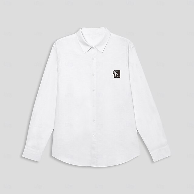  Hombre Árbol de coco Plantas tropicales Camisa camisa hawaiana Manga Larga Hawaiano Moda informal Vacaciones Diario Hawaiano Primavera & Otoño Diseño Estampado Blanco