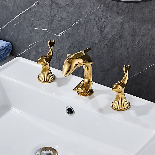  Rubinetto per lavabo - Ampia diffusione Cromo / Galvanizzato Rubinetto a tre fori Due maniglie tre foriBath Taps