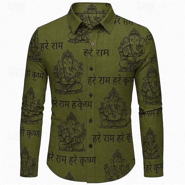  Retrò Vintage Boho Anni '70 Camicia Hippie Astratto Costume Per uomo Halloween Carnevale ballo di strada Festa a tema retrò Festival Adulti Camicia