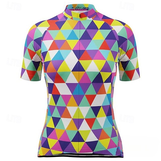  Dámské Cyklodres Geometrie Krátký rukáv Kolo Tričko Dres Vrchní část oděvu se 3 zadními kapsami Horská cyklistika Silniční cyklistika Rychleschnoucí Reflexní pásky Odvod vlhkosti Prodyšné Sportovní