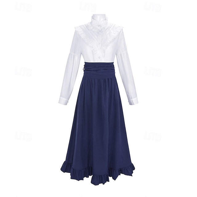  Βικτωριανής Εποχής Renascentist Lung Fustă Bluză / Cămașă Costum Cosplay Normal Guler în picioare Pentru femei Adulți Bluză Fustă