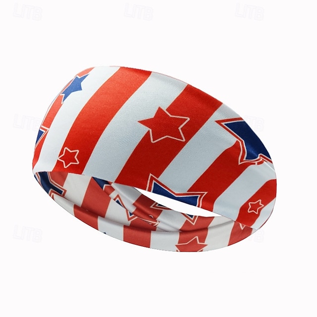  Amerikanske flaggpannebånd for menn 4. juli patriotisk vridd hårbånd rød hvit blå elastisk atletisk hårtilbehør til USAs uavhengighetsdag minnedag
