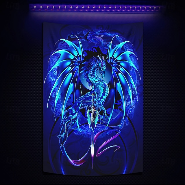  Ruth Thompson tapisérie pod černým světlem fosforeskující ve tmě glow party UV reaktivní trippy mlha závěsná tapisérie nástěnné umění mural pro obývací pokoj ložnici Dragonsword SEABLADE