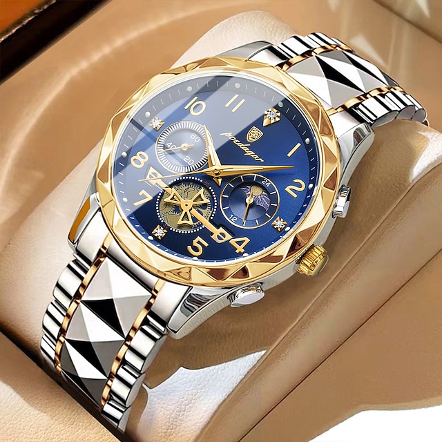 Orologio cronografo di lusso da uomo – orologio da polso al quarzo in acciaio inossidabile impermeabile con quadrante luminoso e datario