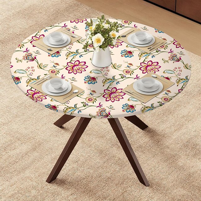  kodin deluxe-pöytäliinat, joustavat reunat, flanellitaustalla, vinyyli, istuva pöytäliina, kuvio suuri, pyöreä, pitkulainen, soikea