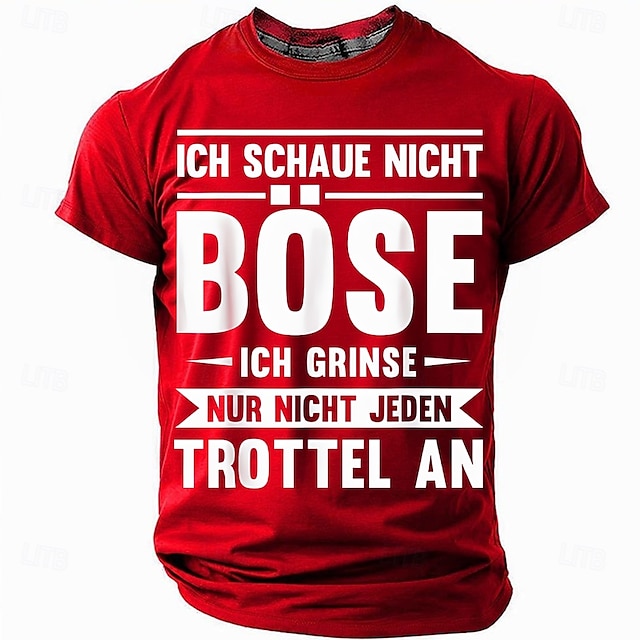  Bărbați Argou amuzant Germană Tricou Manșon scurt Tricou Tipărire 3D Stil Nautic Cămașă Modă Zilnic De Bază Stradă Casual Zilnic Negru Roșu-aprins Albastru piscină Vară Primăvară Toate Sezoanele