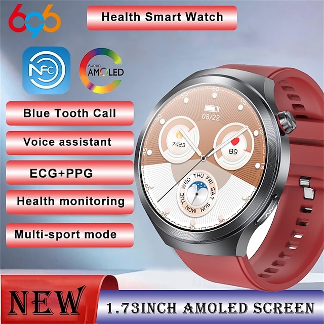  Reloj inteligente et475 de 1,73'' con pantalla AMOLED, llamadas Bluetooth, emergencia SOS, modo multideportivo, detección de fatiga y sueño, corona giratoria y esfera redonda resistente al agua para hombre.