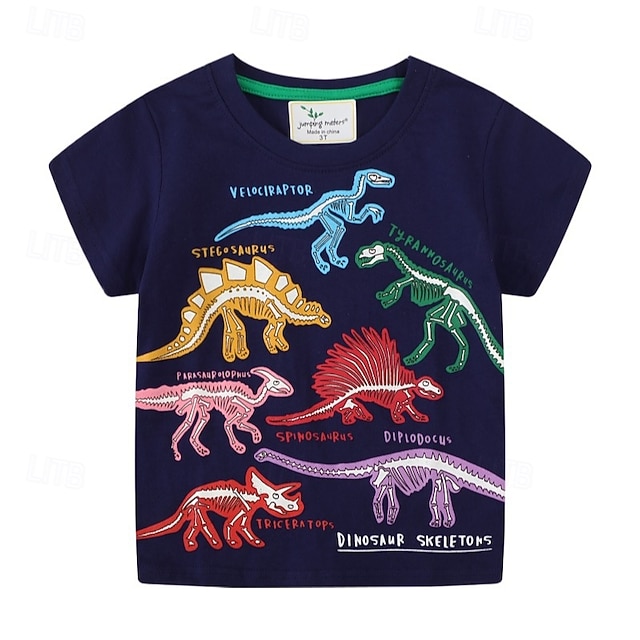  Chlapecké 3D Dinosaurus Košilky Krátký rukáv Léto Jaro Módní Základní Děti 4-7 let Tričkový Venkovní Ležérní Denní Běžný