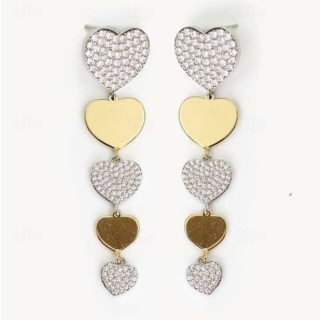  Femmes Zircon Boucles d'oreilles clous Géométrique Cœur Précieux Déclaration Élégant Simple Diamant Imitation Des boucles d'oreilles Bijoux Argent Pour Mariage Soirée Travail Quotidien 1 Paire