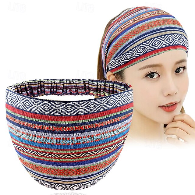  boho hoofdbanden voor vrouwen meisjes brede hippie haaraccessoires kleurrijke strepen hoofdbanden voor vrouwen haar mode haarbanden tulband hoofddoeken antislip