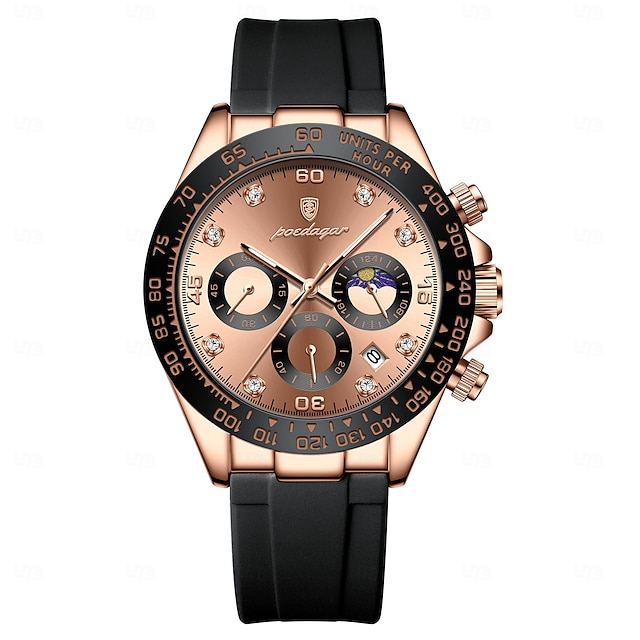  Reloj de lujo para hombre, cronógrafo, resistente al agua, luminoso, con fecha, de pulsera, deportivo para exteriores, de acero inoxidable, de cuarzo.