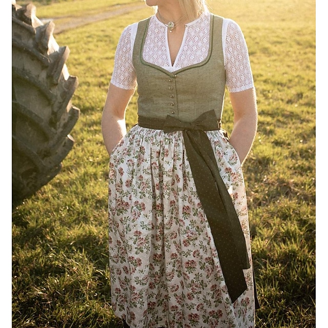  Oktoberfest Jurken Dirndl Trachtenkleider hulp in de huishouding Bavarian Duits Weiden Dames Doek in traditionele stijl Kleding Schort Zonder blouse
