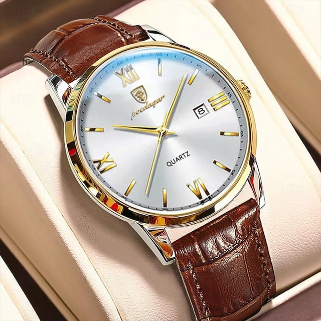  Orologio da Uomo 826 al Quarzo – Cassa in Lega Ultra Sottile Cinturino in Pelle Lancette Luminose Indicatore di Data 30M Impermeabile Stile Business Classico