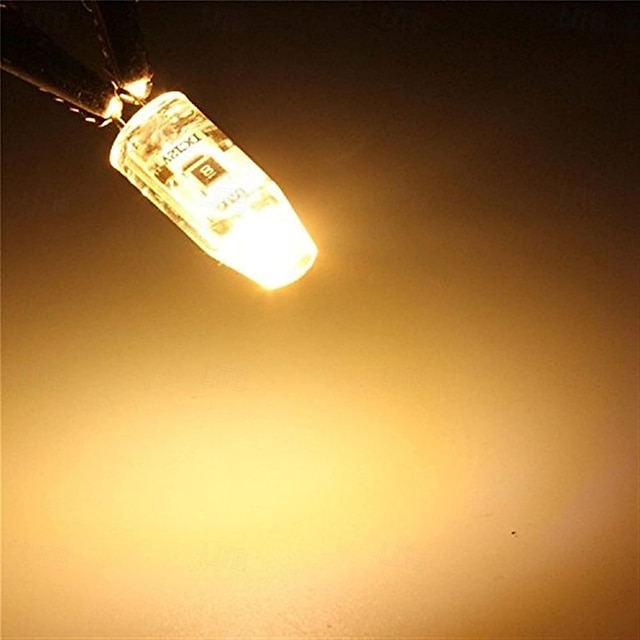  נורות לד G4 2W T3 JC נורת לד דו-פינית G4 AC/DC 12V 15W נורת הלוגן G4 תחליפית 0705 נורת COB לבן לבן חם 10 יחידות