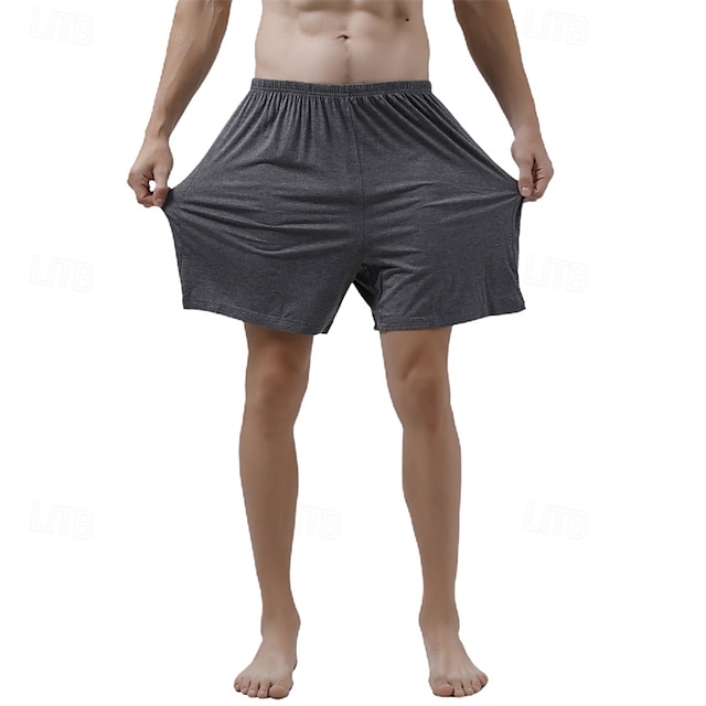  Herr Vardagsklädsel Pyjamasshorts Slät Mode Klassisk Ledigt Hem Dagligen Säng Bomull Komfort Andningsfunktion Mjuk Shorts Elastisk midja Sommar Svart Rodnande Rosa