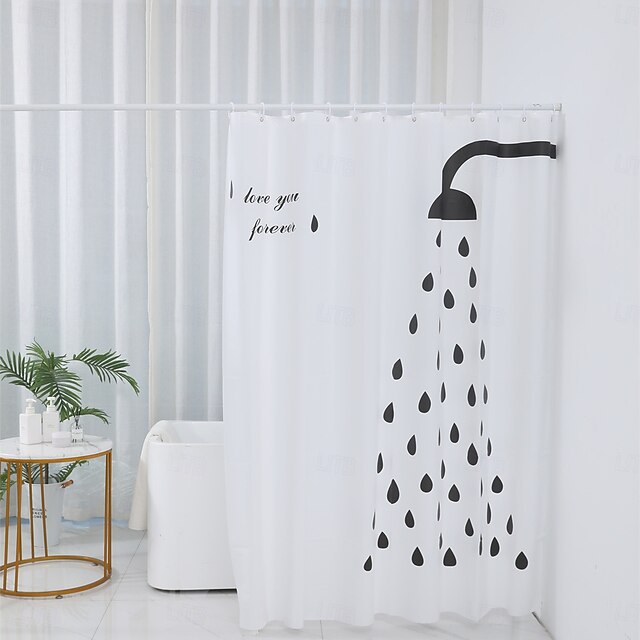 PEVA Douchegordijn Patroon Gedrukt Badgordijn Waterdicht Schimmelbestendig Inclusief Haken 180x180cm 70