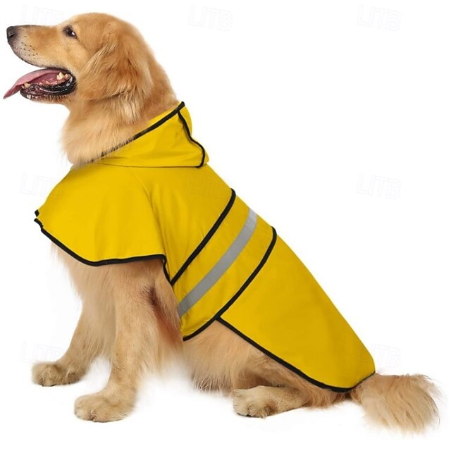  capa de chuva para cachorro, capa de chuva impermeável com capuz, capa de chuva ajustável para animais de estimação com orifício para guia para cães de pequeno e médio porte