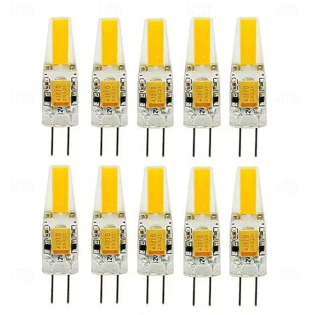  Lampadine a LED G4 da 3 W equivalenti a lampadine alogene bi-pin con attacco G4 tipo T3 JC da 30 W, AC/DC 12 V, bianco caldo per luci sottopensile, luci da soffitto, camper, barche, 10 pezzi