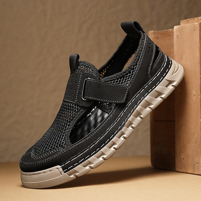  Herrsandaler vita sportsandaler i mesh med kardborreknäppning och vadderad sula för utomhusaktiviteter och vattensporter