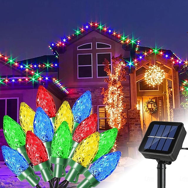  7m String Lights 50 LEDs EL 5mm 1Set Mounting Bracket 1 set RGB Holiday Lights Solar Creative Outdoor Solar Powered
