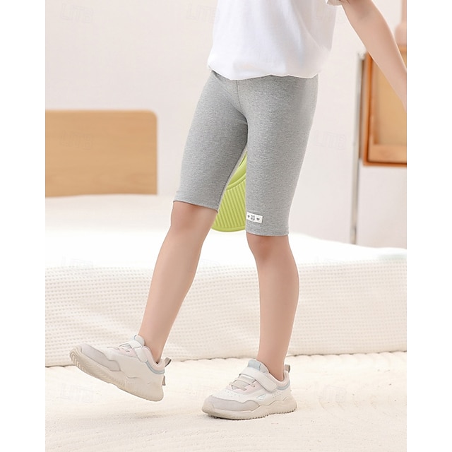  Børn Pige Leggings Helfarve Daglig udendørs 4-12 år Sommer Sort Hvid Lyserød