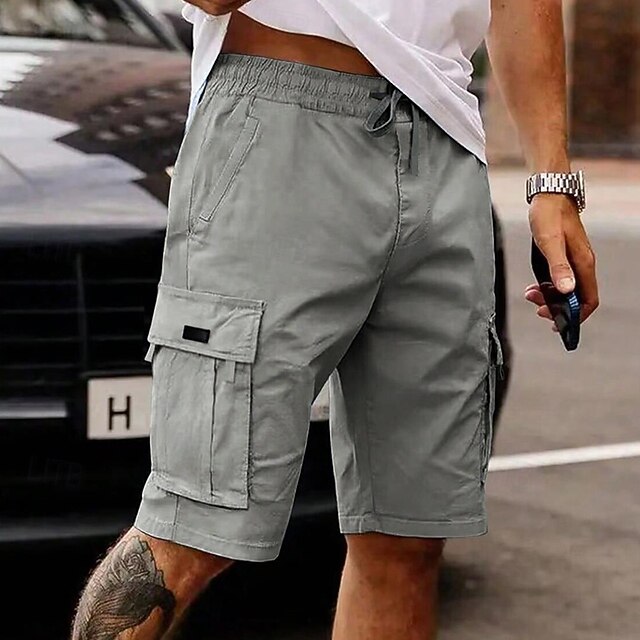  Homme Shorts cargo Short d'extérieur Bermuda Shorts d'Entraînement Short décontracté Cordon de serrage Multi-poches Jambe Droite Uni Respirant Longueur Genou Extérieur Occasionnel Camping & Randonnée