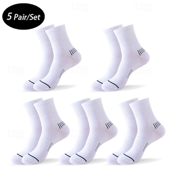  Per uomo 5 Paia Pacchi Multipli Calzini Calzini da Corsa Calzini Casual Nero Bianco Colore A righe Vacanza Sport & Outdoor Quotidiano Base Medio Primavera Autunno Moda Casual