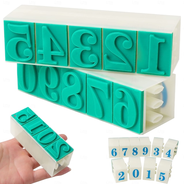  ゴム製ヘッドナンバースタンプセット - 取り外し可能な大型の0～9桁のアラビア数字スタンプ。DIYクラフトカード作りに最適な組み合わせナンバースタンプ。
