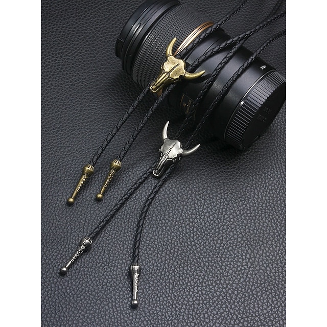 Collier En Cuir à Double Anneau Rétro - Pendentif Cercle Argenté - Longueur Réglable 18 à 32 Pouces - Pour Hommes, Femmes, Ados