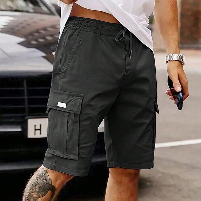 Per Uomo Pantaloncini Cargo Pantaloncini Da Esterno Bermuda Shorts Da Allenamento Pantaloncini Casual Coulisse Multi Tasche Gamba Dritta Semplice Tras P18123670 - Foto 6