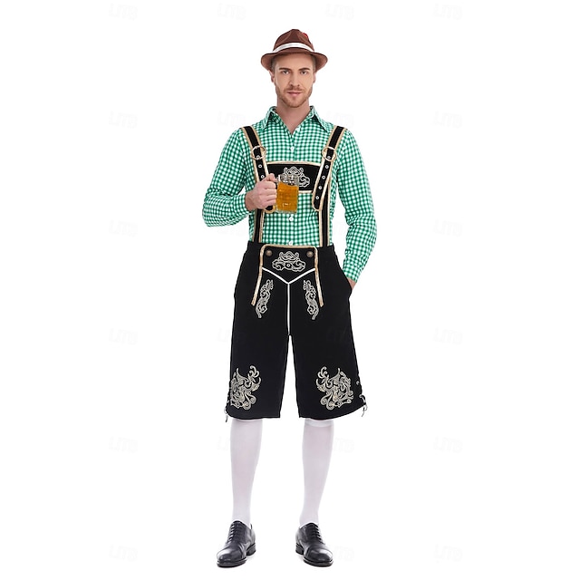  Oktoberfest Úbory Lederhosen Tričko Bavorský Mnichov Louky Pánské Karneval Pivní festival Tradiční Styl Tkanina
