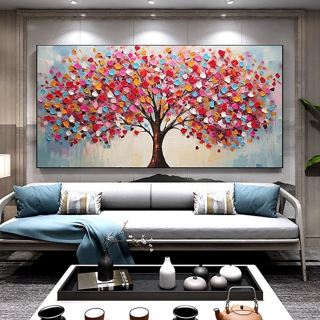  Mintura Handmade 3D Tree Flowers Landscape Oil Paintings On Canvas Wall Art Decoration Modern Abstract Picture For Home Decor Rolled Frameless Unstretched Painting