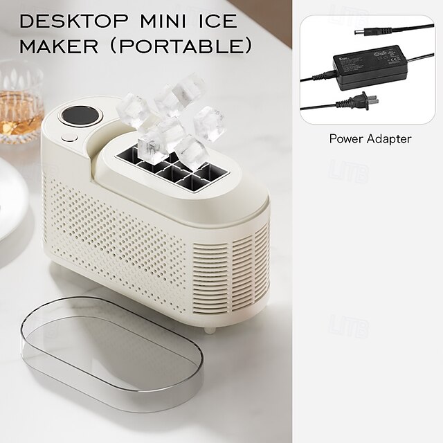 Tragbarer Mini Eisbereiter 12V  8 Eiswrfel In 10-15 Min, Kompakte  Tisch-Eismaschine Fr Zuhause, Bro & Camping 12V Eisbereiter Auto