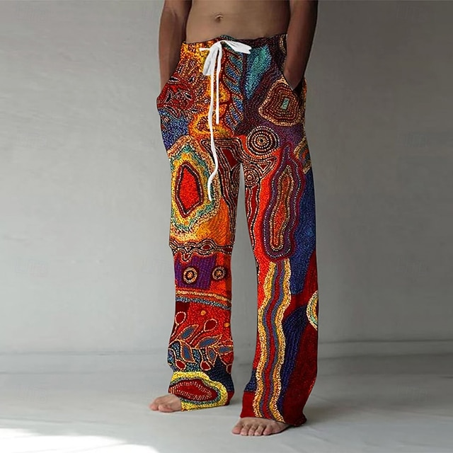  Voor heren Marmer Abstracte vloeibare kunst Broek Wijde broek Vrijetijdsbroek Medium Taille Casual Buiten Vakantie Zijzakken Breed Been Elastische tailleband met trekkoord Zomer Lente 3D-afdrukken