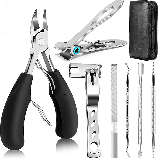  7-teiliges Zehennagelknipser-Set für Senioren mit dicken Zehennägeln, robuster Nagelknipser mit langem Griff für Erwachsene, Werkzeugset für eingewachsene Zehennägel, großer Zehennagelschneider aus