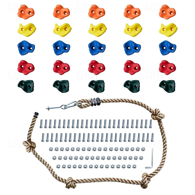  Kinder Kunststoff Faust Rock Vier Knoten Kletterseil Set Kindergarten Spielplatz Gymnasium Klettern Unterhaltungsgeräte