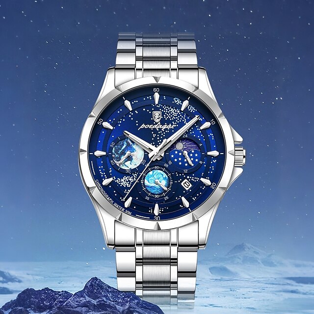  916 Men's Stainless Steel Watch – Luminous Dial, Multi-Function Quartz Movement, Calendar, 3ATM Waterproof, Elegant Business Style