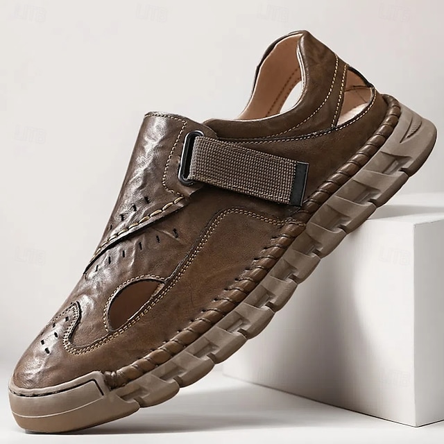  herrsandaler bruna friluftssandaler med kardborreband och bekväm design för vandringsresor och vardagsbruk