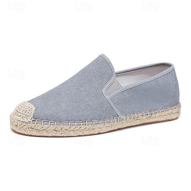  Miesten siniset juuttipohjaiset espadrille-slip-on-kengät - kevyet ja hengittävät kengät lämpimään säähän