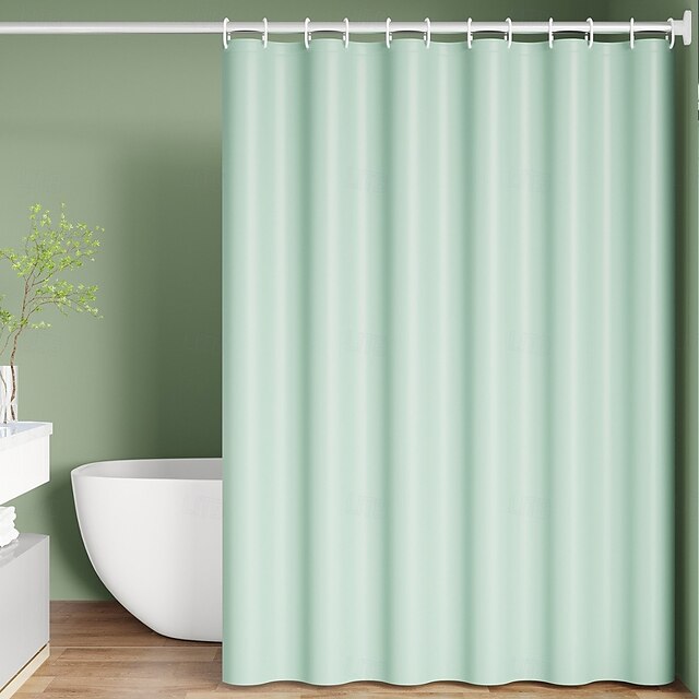  Cortina de Ducha PEVA Cortina de Baño de Color Sólido Impermeable Resistente al Moho Incluye Ganchos 180x180cm 70