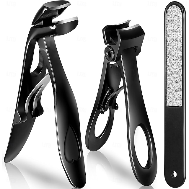  Conjunto de 3 cortadores de unhas dos pés para unhas grossas, conjunto de cortadores de unhas atualizados para homens, cortadores de unhas dos pés com cabo longo e mandíbula larga para unhas grossas,