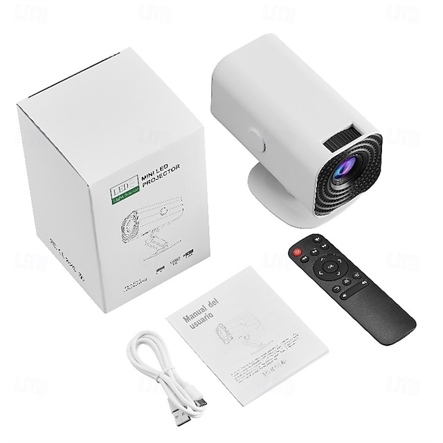  ミニスマートプロジェクター 30000 ルーメン、1080p 対応、300 インチディスプレイ、180 度回転、手動フォーカス、高コントラスト、ゲーム用インテリジェントチップ