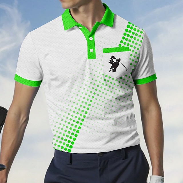  Per uomo A Pois Polo Sportivi Manica Corta Magliette polo Camicie con Colletto Business Casual All'aperto Athleisure Abbigliamento quotidiano Bottoni Stampa 3D Estate Nero Blu Viola