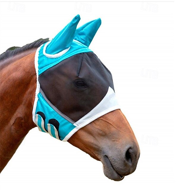  pustende hestemaske - komfortabel nettingmaske med ører - rideutstyr - for hester - for sommeren &utendørs ridning - perfekt gave til hesteelskere