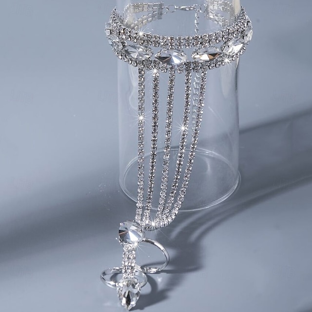  Per donna Bracciale ad anello / Bracciale schiavo Collegamento / catena Prezioso Malocchio Moda Lusso Strass Gioielli braccialetto Argento Per Regalo Quotidiano Fidanzamento Balli di fine anno