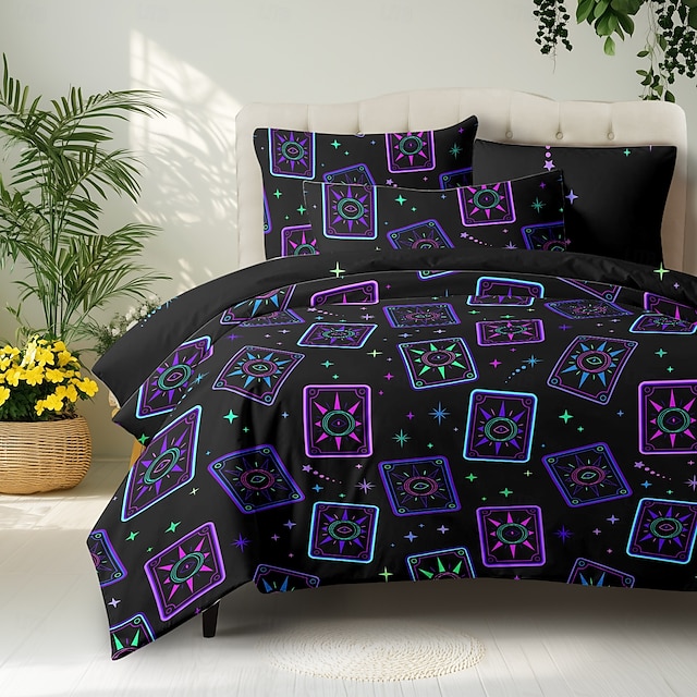  Fodera per copriletto in cotone 100% Set di biancheria da letto di dimensioni matrimoniali Copriletto morbido e leggero con 2 federe per tutte le stagioni
