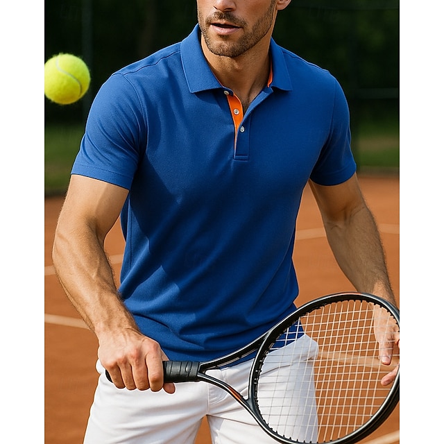  US Open Férfi Sportpóló POLO trikó Teniszing Tenisz póló Rövid ujjú Cipzár Nedvességelvezető Upijanje znoja Légáteresztő Tenisz Golf Pickleball Polo gallér Egyszínű Stétszürke Fekete Kék Tenisz